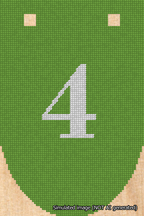 A simulated image of the stitched needlepoint design: Banner 18m Rounded 4 White on Light Green. Not A.I. generated.