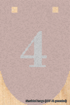 A simulated image of the stitched needlepoint design: Banner 18m Rounded 4 White on Pink. Not A.I. generated.