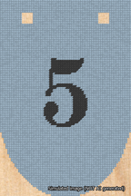 A simulated image of the stitched needlepoint design: Banner 18m Rounded 5 Black on Light Blue. Not A.I. generated.