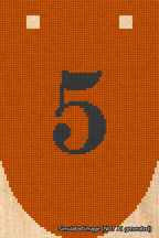 A simulated image of the stitched needlepoint design: Banner 18m Rounded 5 Black on Orange. Not A.I. generated.