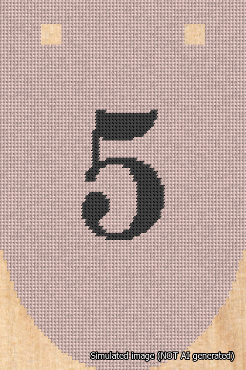 A simulated image of the stitched needlepoint design: Banner 18m Rounded 5 Black on Pink. Not A.I. generated.