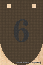 A simulated image of the stitched needlepoint design: Banner 18m Rounded 6 Black on Brown. Not A.I. generated.