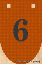 A simulated image of the stitched needlepoint design: Banner 18m Rounded 6 Black on Orange. Not A.I. generated.