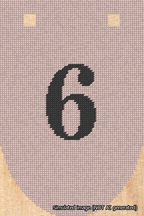 A simulated image of the stitched needlepoint design: Banner 18m Rounded 6 Black on Pink. Not A.I. generated.