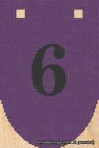 A simulated image of the stitched needlepoint design: Banner 18m Rounded 6 Black on Purple. Not A.I. generated.