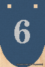 A simulated image of the stitched needlepoint design: Banner 18m Rounded 6 White on Blue. Not A.I. generated.