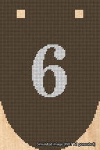 A simulated image of the stitched needlepoint design: Banner 18m Rounded 6 White on Brown. Not A.I. generated.