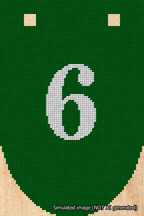 A simulated image of the stitched needlepoint design: Banner 18m Rounded 6 White on Green. Not A.I. generated.