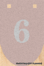 A simulated image of the stitched needlepoint design: Banner 18m Rounded 6 White on Pink. Not A.I. generated.