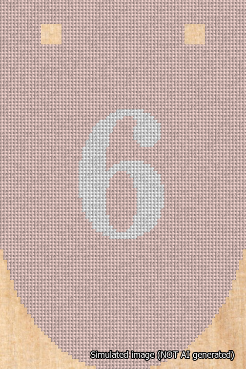 A simulated image of the stitched needlepoint design: Banner 18m Rounded 6 White on Pink. Not A.I. generated.