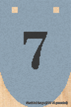 A simulated image of the stitched needlepoint design: Banner 18m Rounded 7 Black on Light Blue. Not A.I. generated.