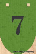 A simulated image of the stitched needlepoint design: Banner 18m Rounded 7 Black on Light Green. Not A.I. generated.