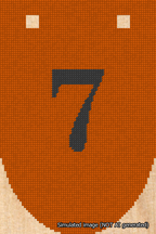 A simulated image of the stitched needlepoint design: Banner 18m Rounded 7 Black on Orange. Not A.I. generated.