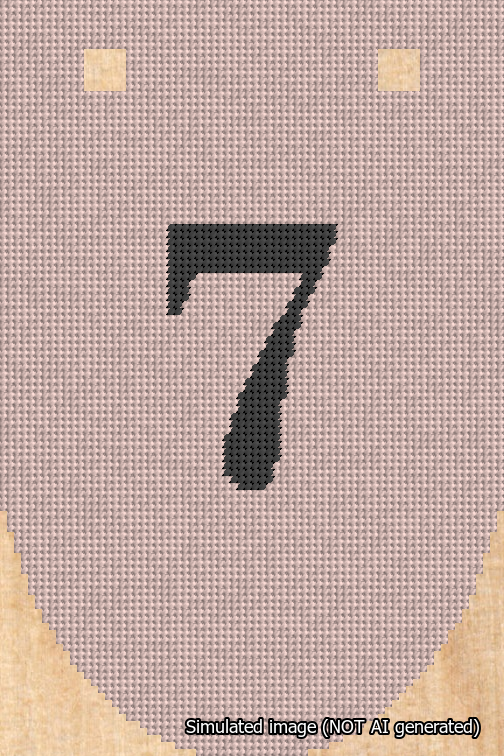 A simulated image of the stitched needlepoint design: Banner 18m Rounded 7 Black on Pink. Not A.I. generated.