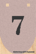 A simulated image of the stitched needlepoint design: Banner 18m Rounded 7 Black on Pink. Not A.I. generated.