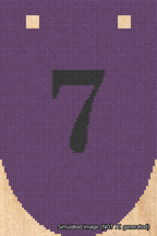 A simulated image of the stitched needlepoint design: Banner 18m Rounded 7 Black on Purple. Not A.I. generated.