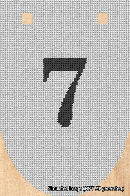 A simulated image of the stitched needlepoint design: Banner 18m Rounded 7 Black on White. Not A.I. generated.
