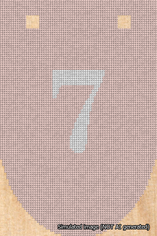 A simulated image of the stitched needlepoint design: Banner 18m Rounded 7 White on Pink. Not A.I. generated.