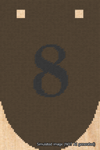 A simulated image of the stitched needlepoint design: Banner 18m Rounded 8 Black on Brown. Not A.I. generated.