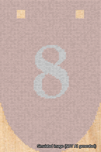 A simulated image of the stitched needlepoint design: Banner 18m Rounded 8 White on Pink. Not A.I. generated.