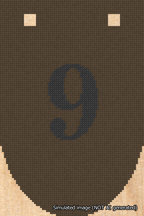 A simulated image of the stitched needlepoint design: Banner 18m Rounded 9 Black on Brown. Not A.I. generated.