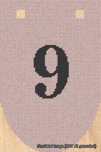 A simulated image of the stitched needlepoint design: Banner 18m Rounded 9 Black on Pink. Not A.I. generated.