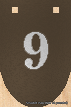 A simulated image of the stitched needlepoint design: Banner 18m Rounded 9 White on Brown. Not A.I. generated.