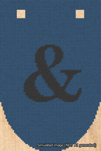 A simulated image of the stitched needlepoint design: Banner 18m Rounded Ampersand Black on Blue. Not A.I. generated.