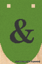 A simulated image of the stitched needlepoint design: Banner 18m Rounded Ampersand Black on Light Green. Not A.I. generated.