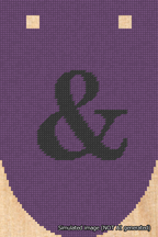 A simulated image of the stitched needlepoint design: Banner 18m Rounded Ampersand Black on Purple. Not A.I. generated.