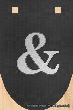 A simulated image of the stitched needlepoint design: Banner 18m Rounded Ampersand White on Black. Not A.I. generated.