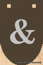 A simulated image of the stitched needlepoint design: Banner 18m Rounded Ampersand White on Brown. Not A.I. generated.
