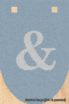 A simulated image of the stitched needlepoint design: Banner 18m Rounded Ampersand White on Light Blue. Not A.I. generated.