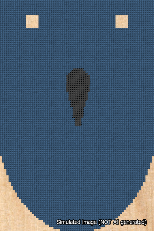 A simulated image of the stitched needlepoint design: Banner 18m Rounded Apostrophe Black on Blue. Not A.I. generated.