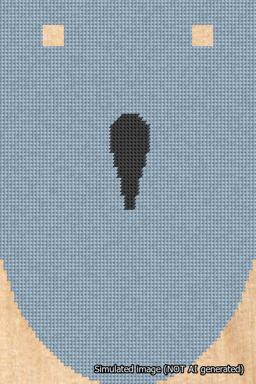 A simulated image of the stitched needlepoint design: Banner 18m Rounded Apostrophe Black on Light Blue. Not A.I. generated.