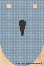 A simulated image of the stitched needlepoint design: Banner 18m Rounded Apostrophe Black on Light Blue. Not A.I. generated.