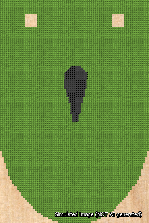 A simulated image of the stitched needlepoint design: Banner 18m Rounded Apostrophe Black on Light Green. Not A.I. generated.