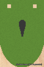 A simulated image of the stitched needlepoint design: Banner 18m Rounded Apostrophe Black on Light Green. Not A.I. generated.