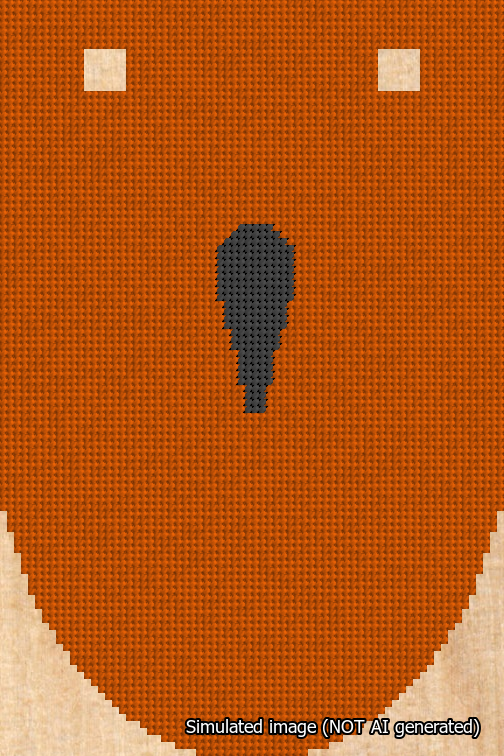 A simulated image of the stitched needlepoint design: Banner 18m Rounded Apostrophe Black on Orange. Not A.I. generated.