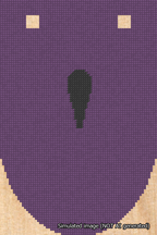 A simulated image of the stitched needlepoint design: Banner 18m Rounded Apostrophe Black on Purple. Not A.I. generated.