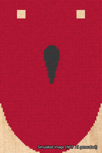 A simulated image of the stitched needlepoint design: Banner 18m Rounded Apostrophe Black on Red. Not A.I. generated.