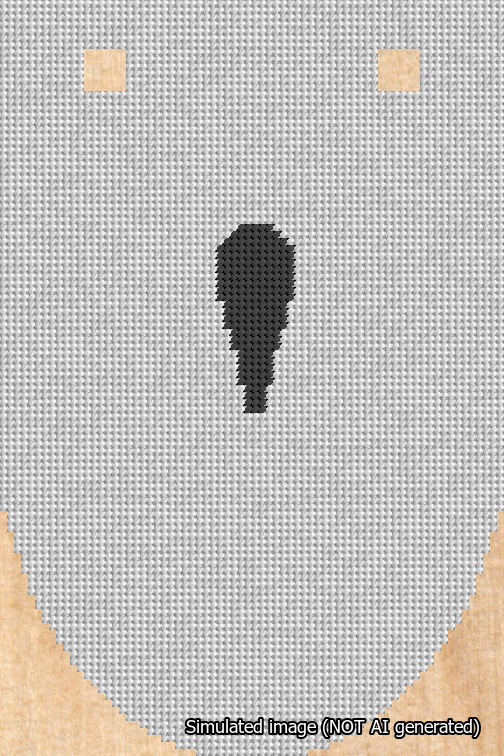 A simulated image of the stitched needlepoint design: Banner 18m Rounded Apostrophe Black on White. Not A.I. generated.