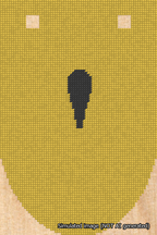 A simulated image of the stitched needlepoint design: Banner 18m Rounded Apostrophe Black on Yellow. Not A.I. generated.