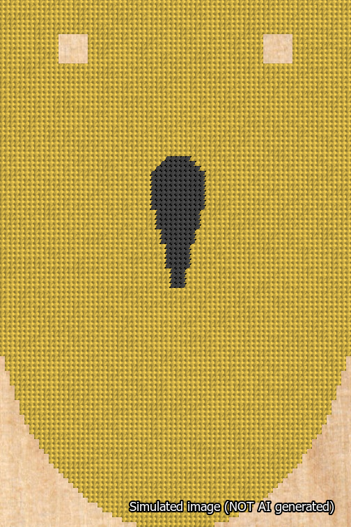 A simulated image of the stitched needlepoint design: Banner 18m Rounded Apostrophe Black on Yellow. Not A.I. generated.