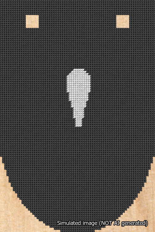 A simulated image of the stitched needlepoint design: Banner 18m Rounded Apostrophe White on Black. Not A.I. generated.