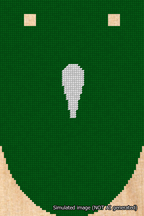 A simulated image of the stitched needlepoint design: Banner 18m Rounded Apostrophe White on Green. Not A.I. generated.