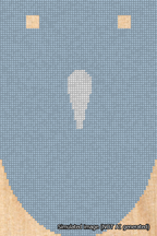 A simulated image of the stitched needlepoint design: Banner 18m Rounded Apostrophe White on Light Blue. Not A.I. generated.