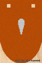 A simulated image of the stitched needlepoint design: Banner 18m Rounded Apostrophe White on Orange. Not A.I. generated.