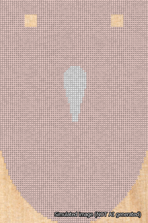 A simulated image of the stitched needlepoint design: Banner 18m Rounded Apostrophe White on Pink. Not A.I. generated.