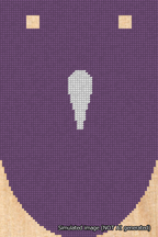 A simulated image of the stitched needlepoint design: Banner 18m Rounded Apostrophe White on Purple. Not A.I. generated.